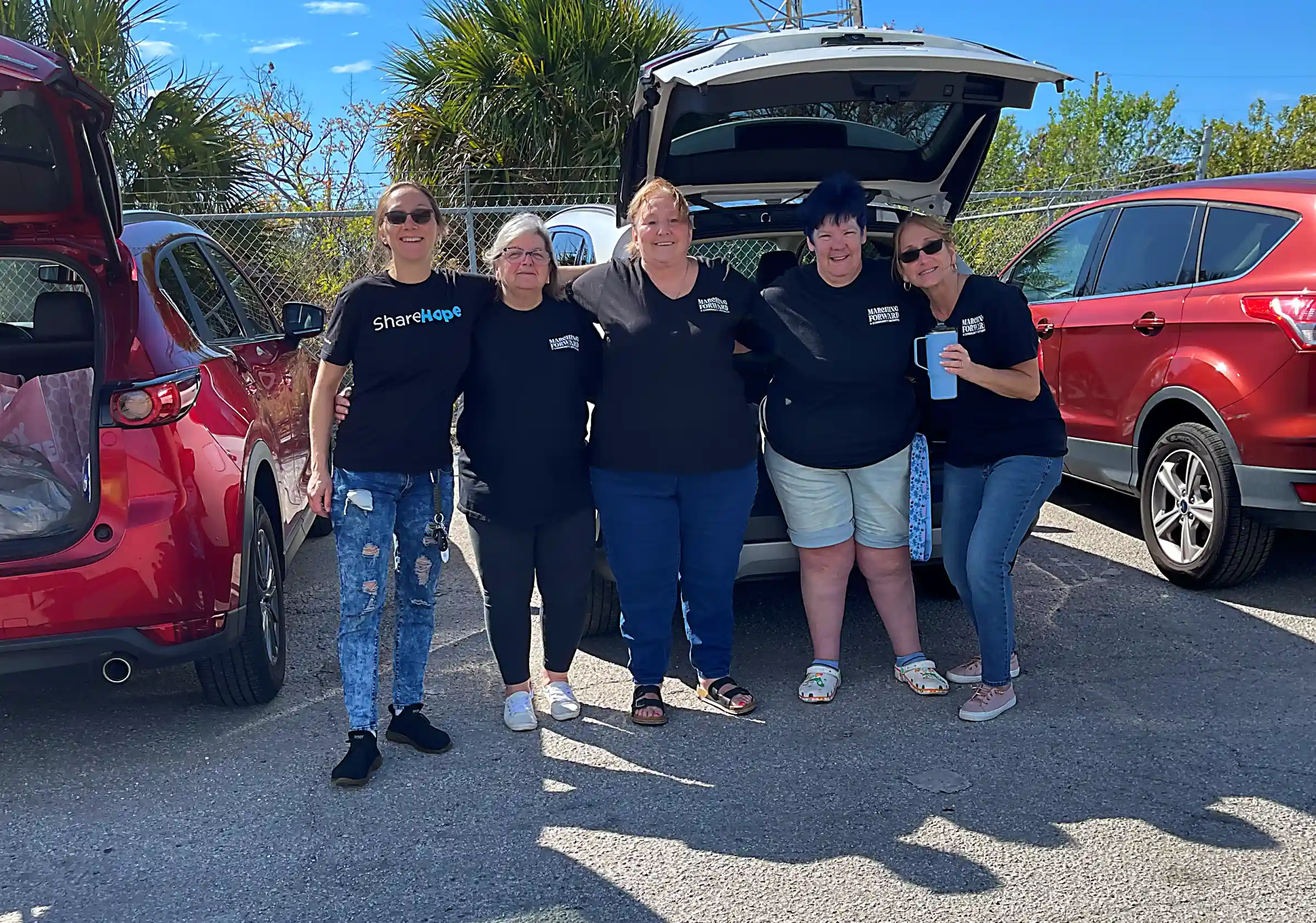 Marching Forward community members at addiction awareness event in Pasco County, Florida